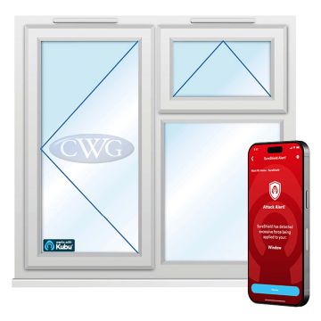 Smart Security Obscure Left-Hung with Top Opener uPVC Window 1190 x 1040mm 