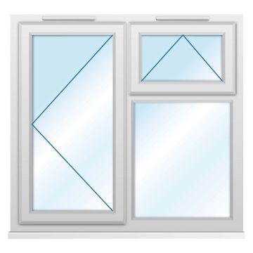 Smart Security Obscure Left-Hung with Top Opener uPVC Window 1190 x 1040mm 