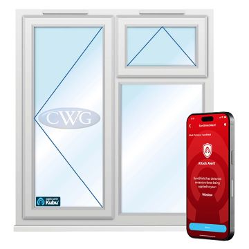 Smart Security Clear Left-Hung with Top Opener uPVC Window 1190 x 1190mm 