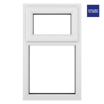 Crystal Top Hung Over Fixed Panel Clear Glazed White uPVC Window 