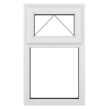 Crystal Top Hung Over Fixed Panel Clear Glazed White uPVC Window 