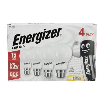 Energizer LED GLS Light Bulbs 806LM B22 Pack of 4