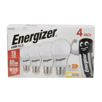 Energizer LED GLS Light Bulbs 806LM ES / E27 Pack of 4