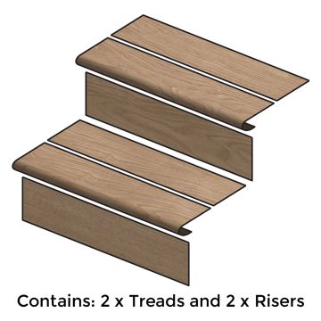 Kwikclad 2 Tread & Riser Stair Cladding Kit Tavolara Oak 