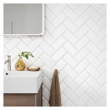 Metro Gloss White Ceramic Wall Tile 100 x 200mm
