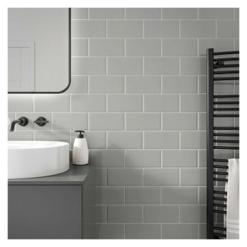 Liso Gloss Arctic Grey Ceramic Wall Tile 100 x 200mm