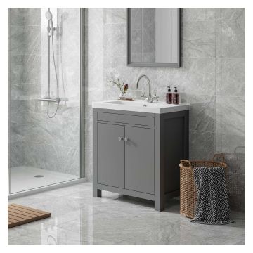 Majestic Gloss Grey Porcelain Floor & Wall Tile 600 x 600mm