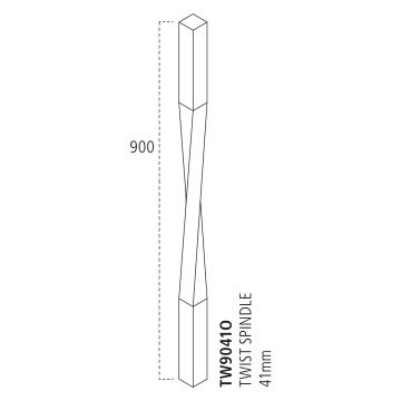 Twisted Oak Stair Spindle 41 x 900mm FSC®