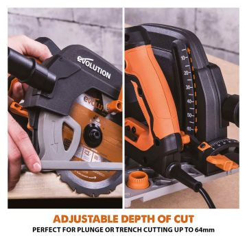 Evolution 185mm Circular Saw with 1020mm 3-Piece Mini Track