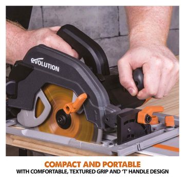 Evolution 185mm Circular Saw with 1020mm 3-Piece Mini Track