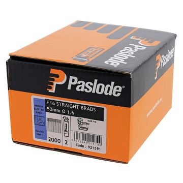 Paslode IM65 STRAIGHT Brad Fuel Pack F16 x 50mm Galvanised (Qty 2000 & 2 Fuel Cells)