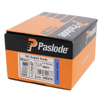 Paslode IM65A ANGLED Brad Fuel Pack F16 x 32mm Galvanised (Qty 2000 & 2 Fuel Cells)