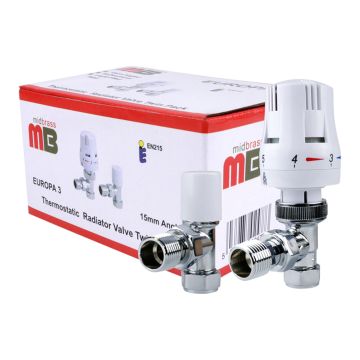 White 15mm Europa 3 Angled TRV Twin Pack