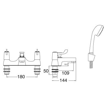 Deva Essentials Porto Bath Shower Mixer Tap with Kit