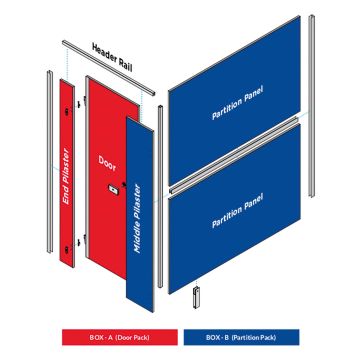 Pendle Plain Grey Toilet Cubicle Partition Wall - Box B