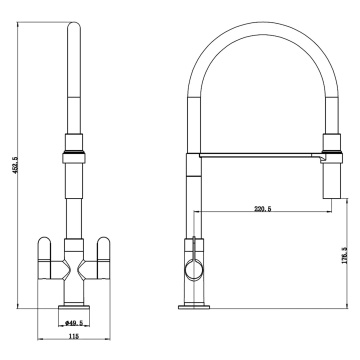 Deva Bruge Mono Kitchen Mixer Tap with Pull Out Rinser