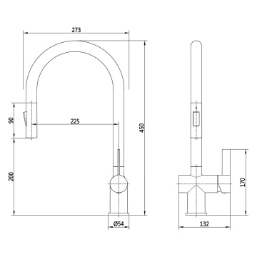 Deva Madrid Black Pull Out Mixer Tap