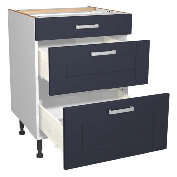 Verona Navy 600mm Three Drawer Unit