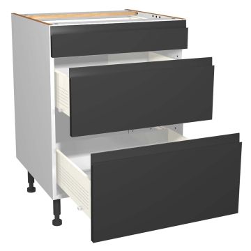 Capri Dark Grey 600mm Three Drawer Unit
