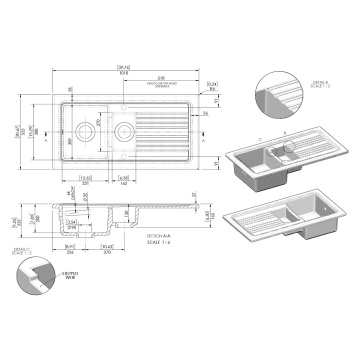 Reginox Traditional 1.5 Bowl Ceramic Kitchen Sink