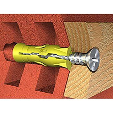 Rawlplug Uno Plugs Yellow 5 x 24mm Pack of 96