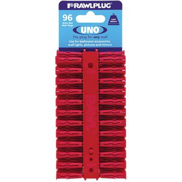 Rawlplug Uno Plugs Red 6 x 28mm Pack of 96