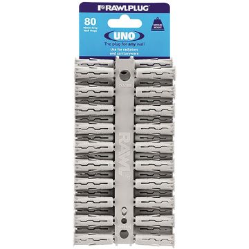 Rawlplug Uno Plugs Grey 10 x 36mm Pack of 80