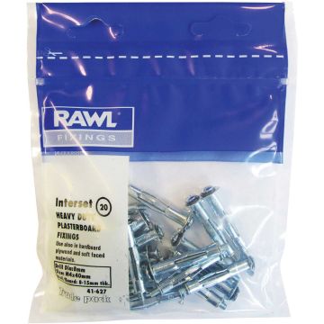 Rawlplug Interset & Screws M4 x 40mm Pack of 20