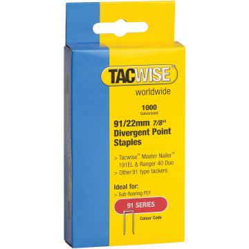 Tacwise 91 Series 22mm Narrow Crown Staples Pack of 1000