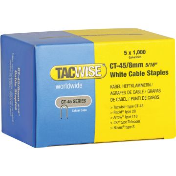 Tacwise CT45 8mm White Cable Staples Pack of 5000