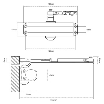 Union Rack & Pinion Door Closer Fixed Size 3