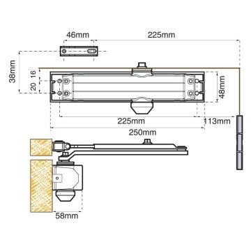 Union Replacement Door Closer Size 3-4