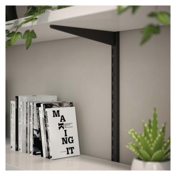 Matt Black Twinslot Shelf Bracket 165mm