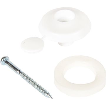 16mm Polycarbonate Fixing Buttons With Sealing Washer &  Screw Pack of 10